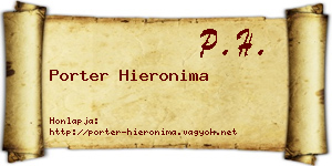 Porter Hieronima névjegykártya